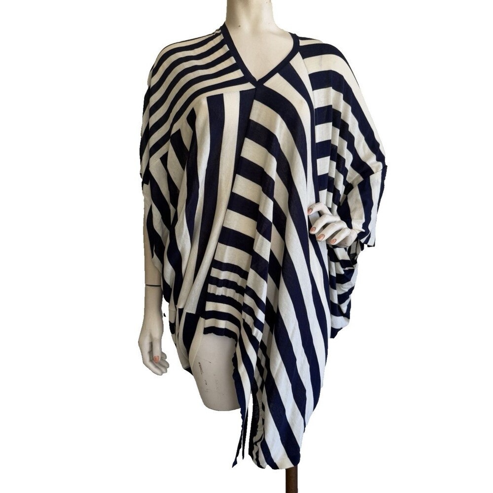 JUNYA WATANABE Comme de Garcons Top Blouse Blue White Striped Asymmetric Size M